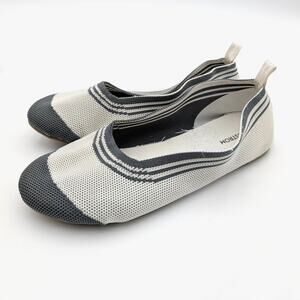 Nordstrom Chloe 2 Knit Ballet Flats Shoes Women's Grey/Off White Size US5M EU35